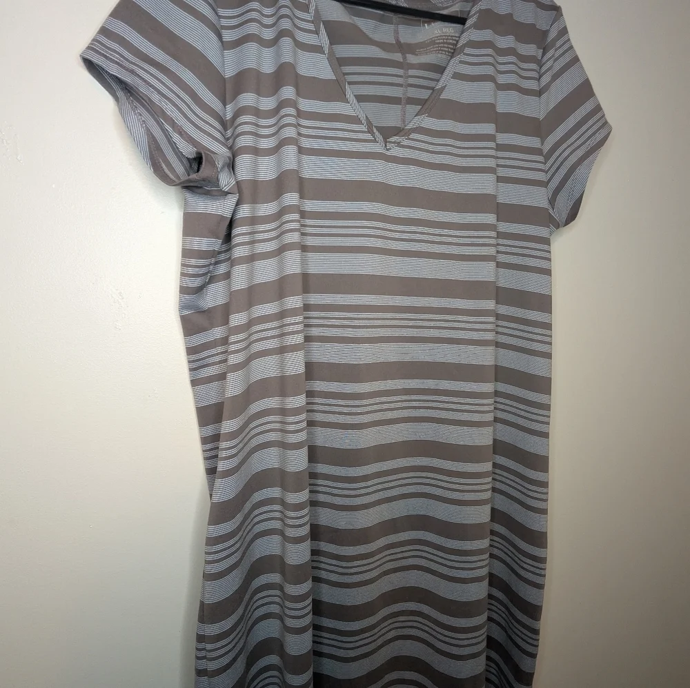 Striped Gray L.L Bean V-Neck Dress XL - Picture 4 of 7